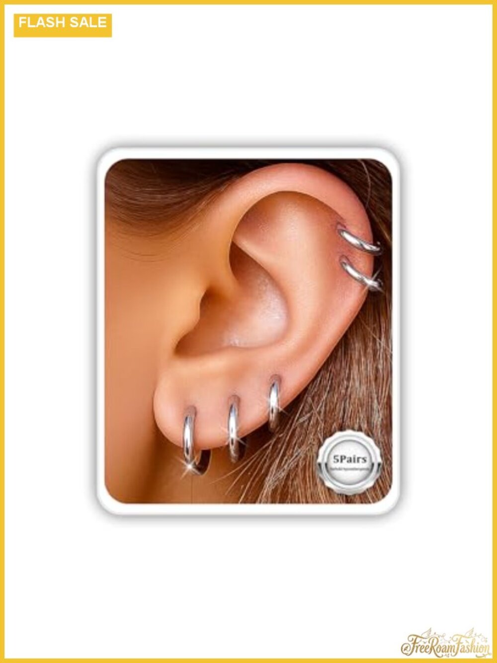 Stainless Steel Huggie Hoop Earrings Set 5 Pairs 6-10mm Cartilage Helix Tragus